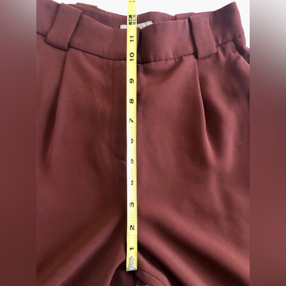 Zara H&M Pleated Front Tapered Leg Pant Brown/Maroon Size 2 - Picture 6 of 7